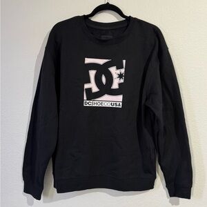 DC Women’s Crewneck Sweater in Black with Pink Logo
